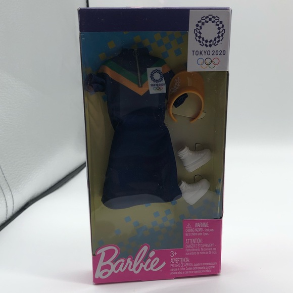Barbie Fashion Outfit Tokyo 2020 Olympics Blue Dress White Boots Visor - Picture 2 of 4